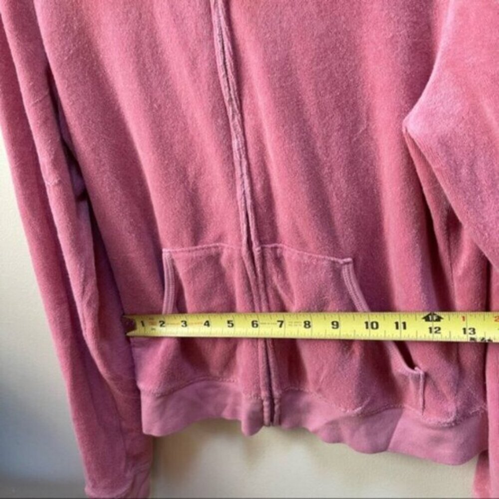 Juicy Couture Vintage Y2K Hoodie Jacket Barbie French Terry Pocket Logo Velour M - Picture 15 of 16